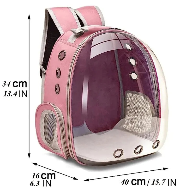 Small dog & cat travel backpack. Transparent design lets your pet see the world comfortably and safely.