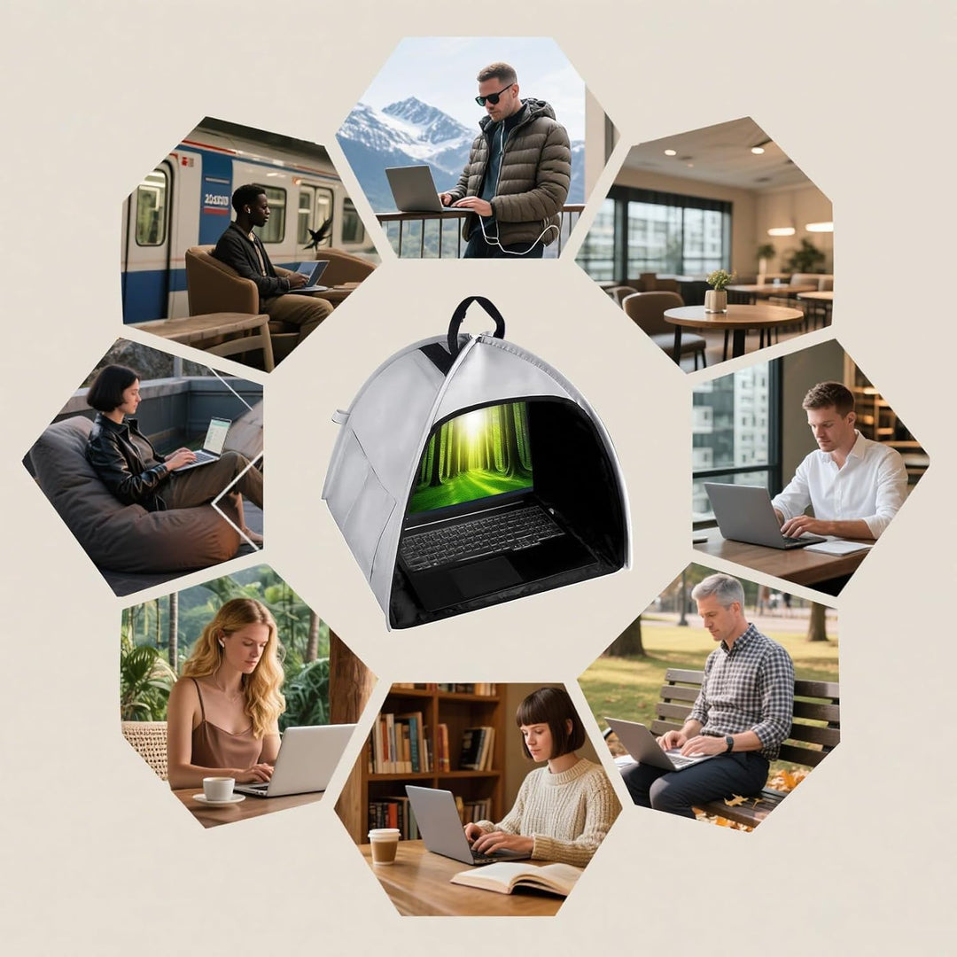 Anti-glare polyester laptop sun shade tent by Travory, privacy screen for 13-16 inch notebooks