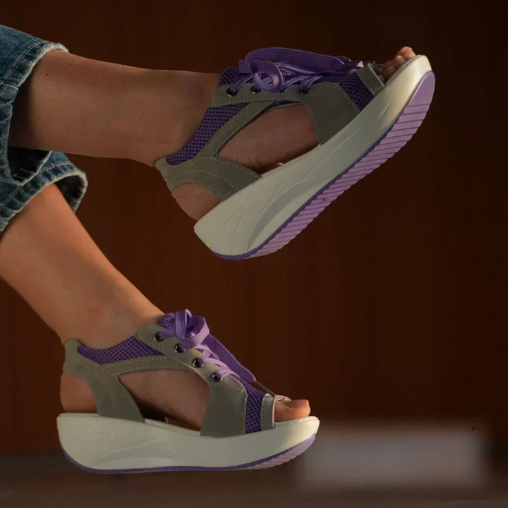 Front view of Fergie's trendy and comfortable women's summer sandals, in a minimalist style