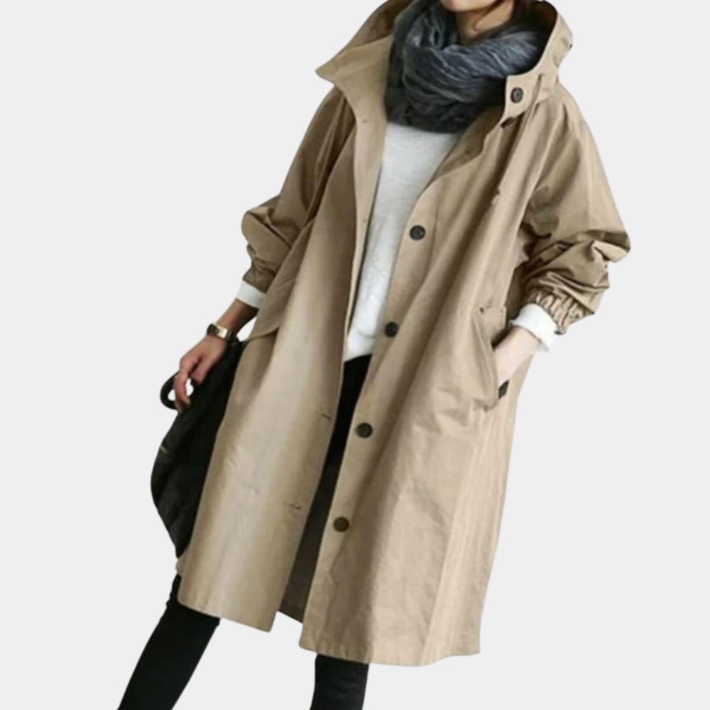 Women's Alessia Trendy Lange Damesjas, a stylish long coat for comfortable all-season fashion.