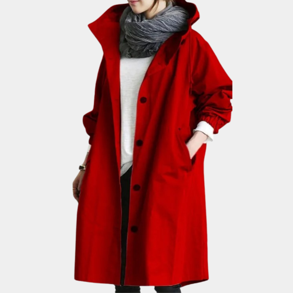 Versatile Alessia women's long outerwear jacket, trendy and wind-resistant for all-season fashion.