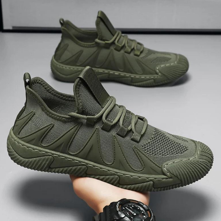 Modern black men's footwear, trendy, lightweight & highly breathable, designed for ultimate comfort.
