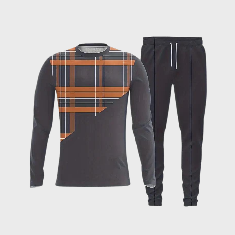 Men's comfortable 2-piece athletic tracksuit in orange, perfect for casual wear, sportswear, and active style.