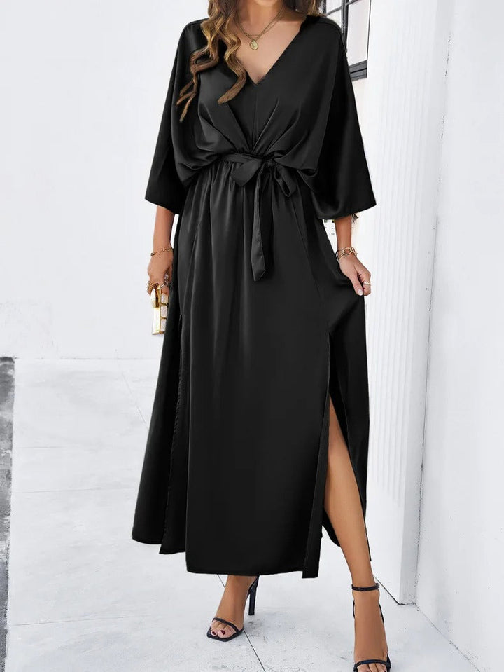 Stylish women's V-neck spring dress, a fashionable and versatile choice for modern spring/summer fashion.