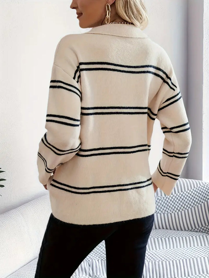 Elegant Adeline women's long sleeve jumper in white, offering cozy comfort for versatile autumn & winter fashion.