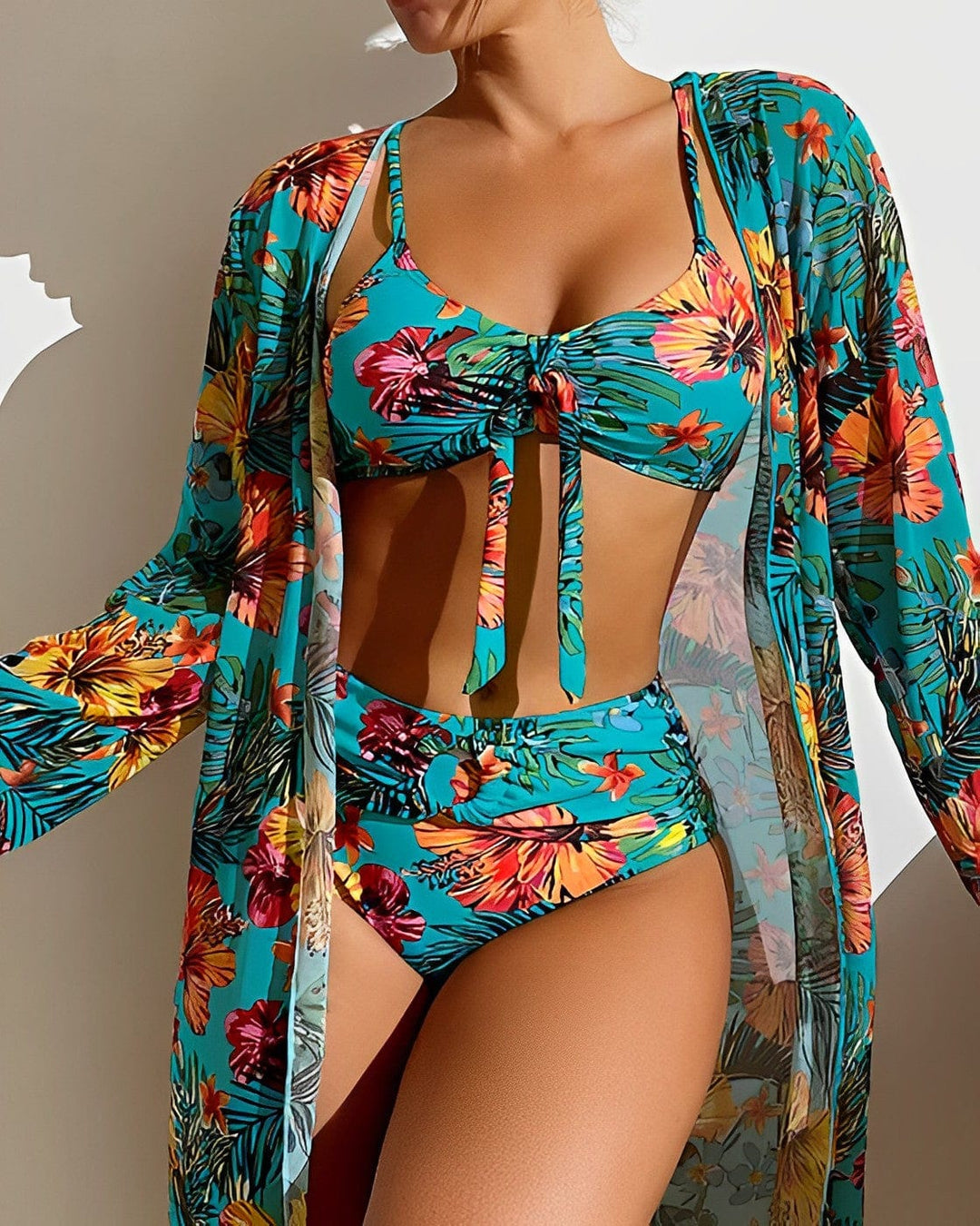 Modern women's summer bikini set, quick-dry fabric & flattering fit. Essential beach vacation swimwear.