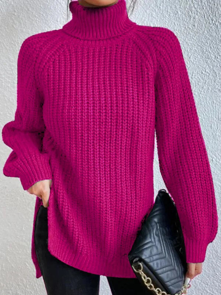 Elegant trendy women's turtleneck, a stylish top for chic fall & winter outfits.