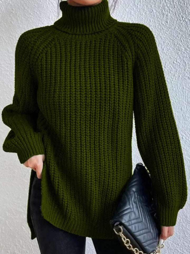 Warm women's turtleneck sweater, perfect for casual chic fall and winter comfort.