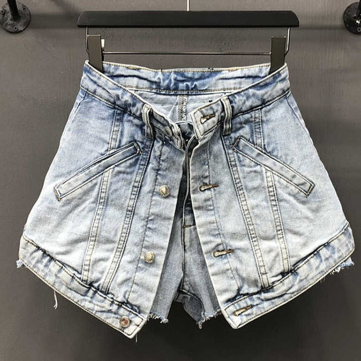 Stylish women's high waist shorts two-piece set for a fashionable & versatile summer outfit.