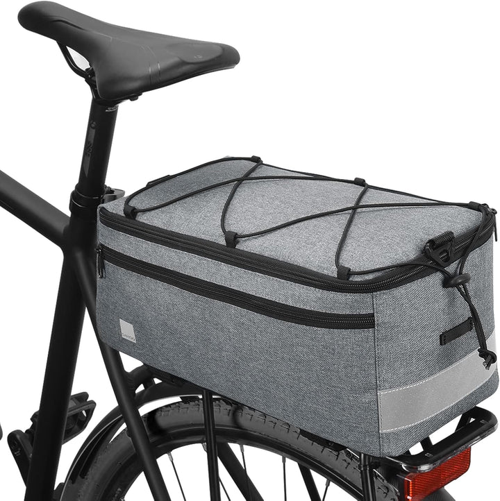 Trevilo 8L insulated bike trunk bag, fits rear rack, with shoulder strap, black