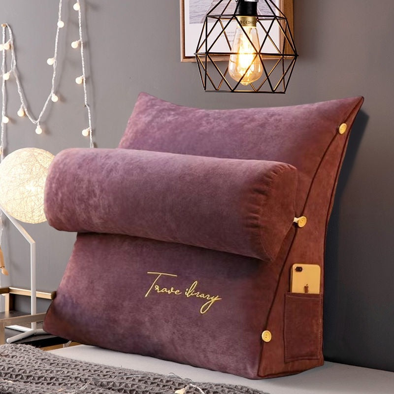 Versatile triangular back support pillow for bed, sofa, reading, and full body comfort.