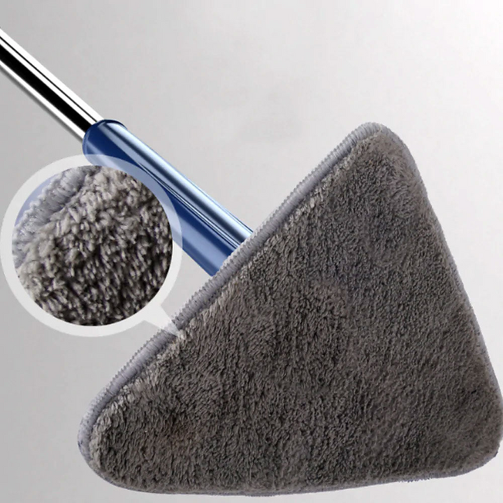 Efficient triangular microfiber mop for quick and easy high-reach wall & ceiling cleaning.