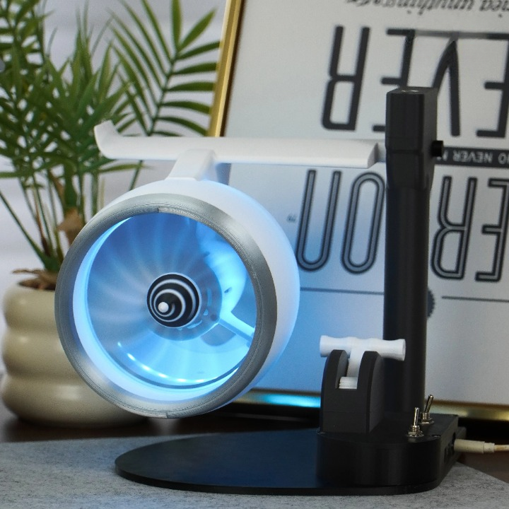 Turbojet fan humidifier with RGB light, cool mist, and sleek design for bedroom