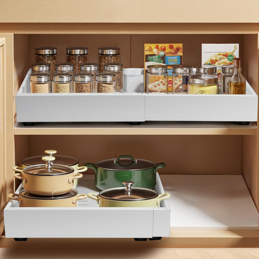 StoreEase cabinet slide-out storage solution, perfect for home organization