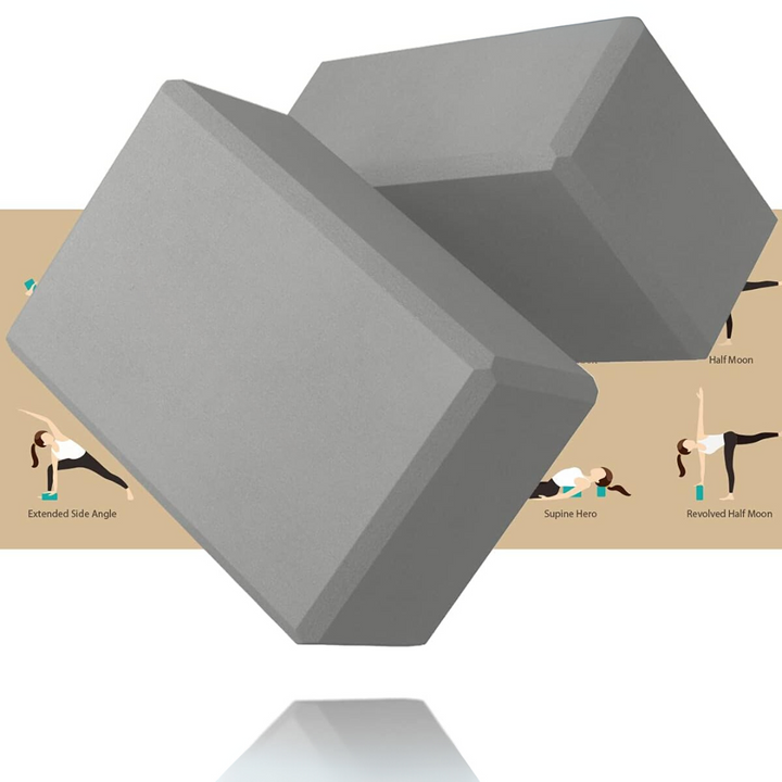 Improve your yoga practice with two high-density EVA foam blocks. Enhance balance, stability, and deep stretches.