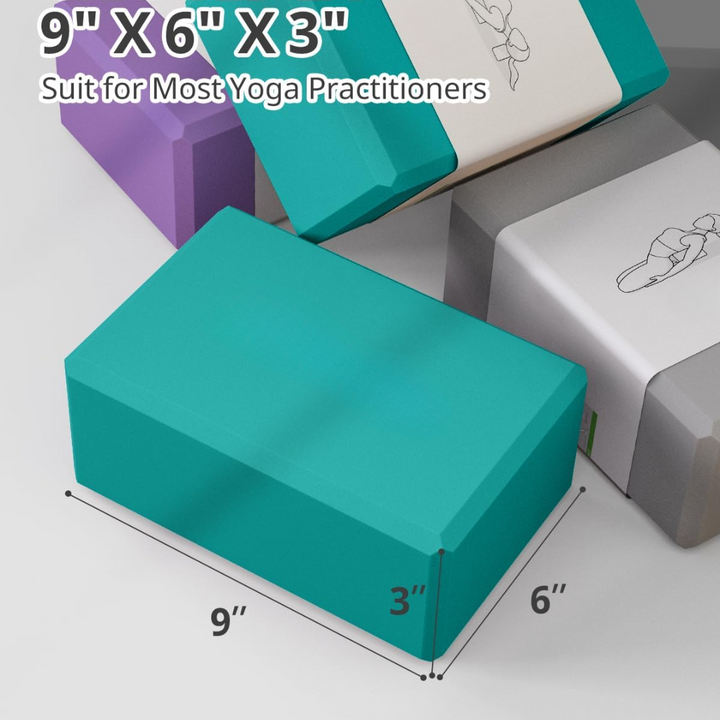 Set of two high-density EVA foam blocks designed for yoga, Pilates, and general fitness exercises. Great support.