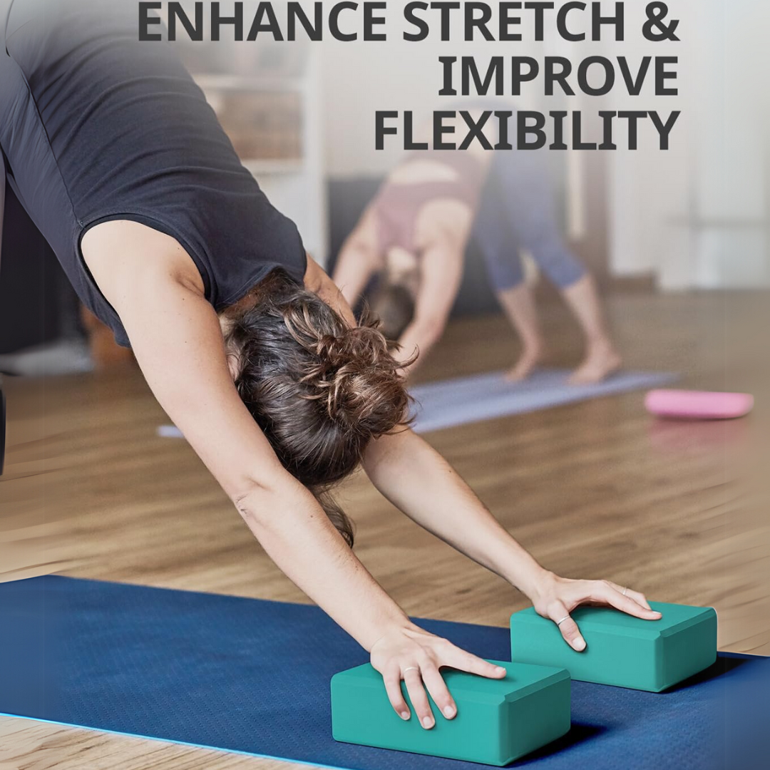 Unisex high-density EVA foam yoga blocks (2-pack) for beginners & advanced yogis. Enhance support & flexibility.