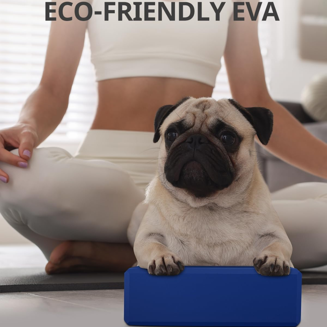 Two high-density EVA foam yoga blocks for strength, flexibility, and stability in all yoga & fitness routines.