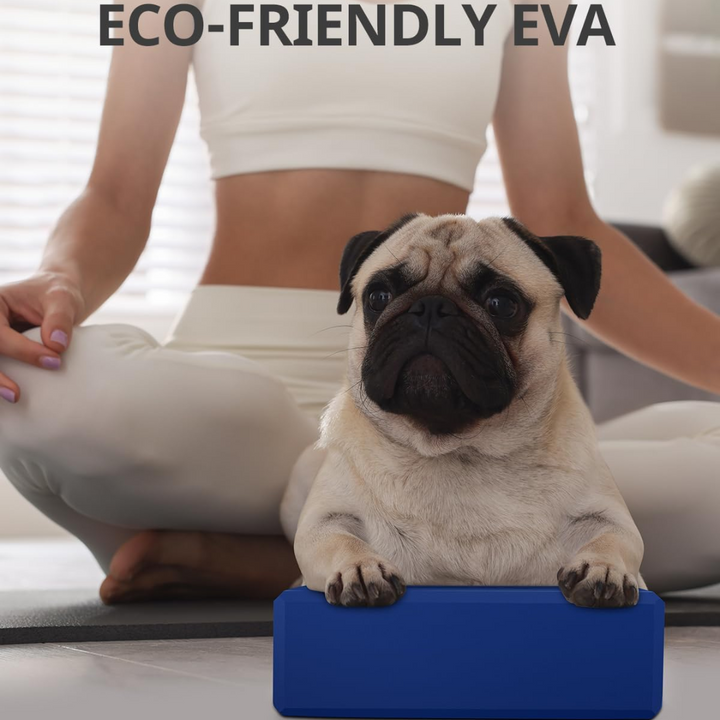 Two high-density EVA foam yoga blocks for strength, flexibility, and stability in all yoga & fitness routines.