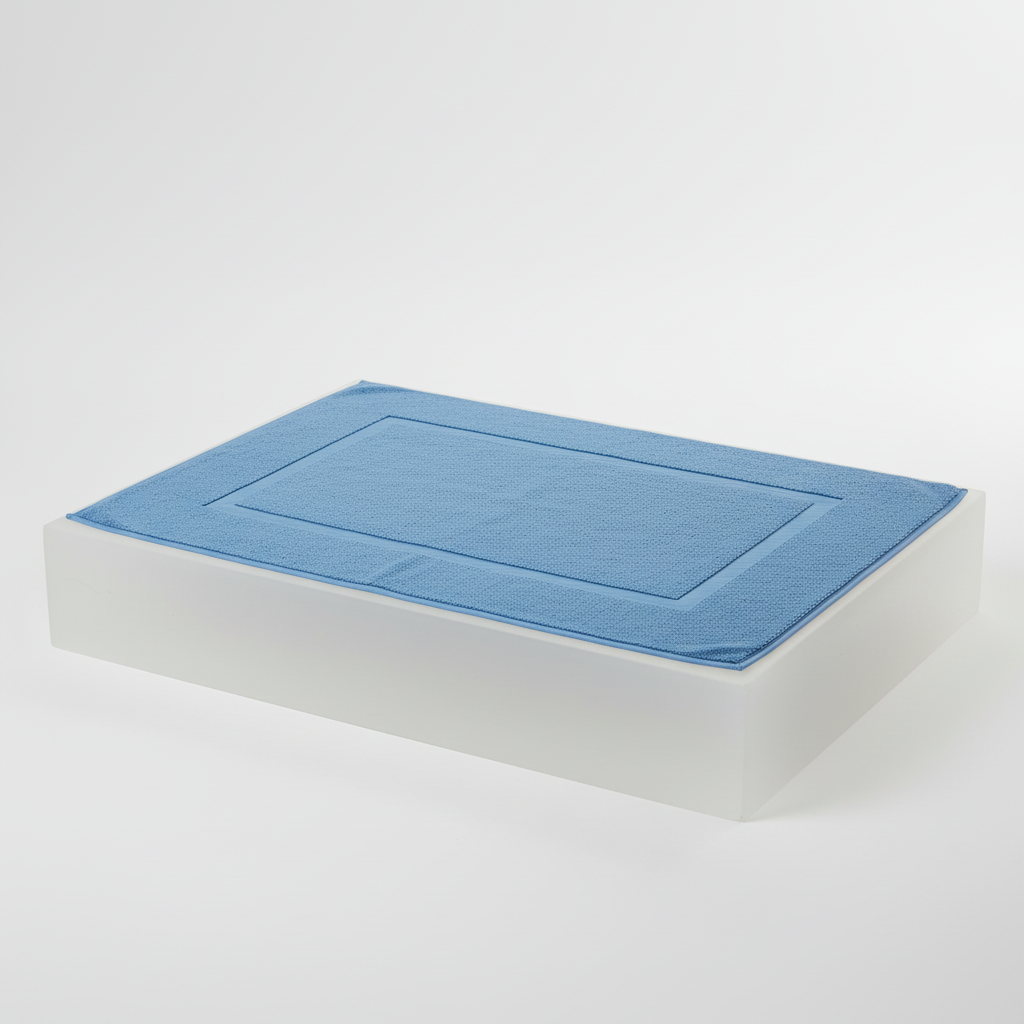 Soft knitted cotton bath mats, PureWashMat two-piece set, absorbent & machine washable