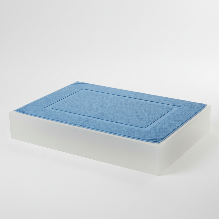 Soft knitted cotton bath mats, PureWashMat two-piece set, absorbent & machine washable