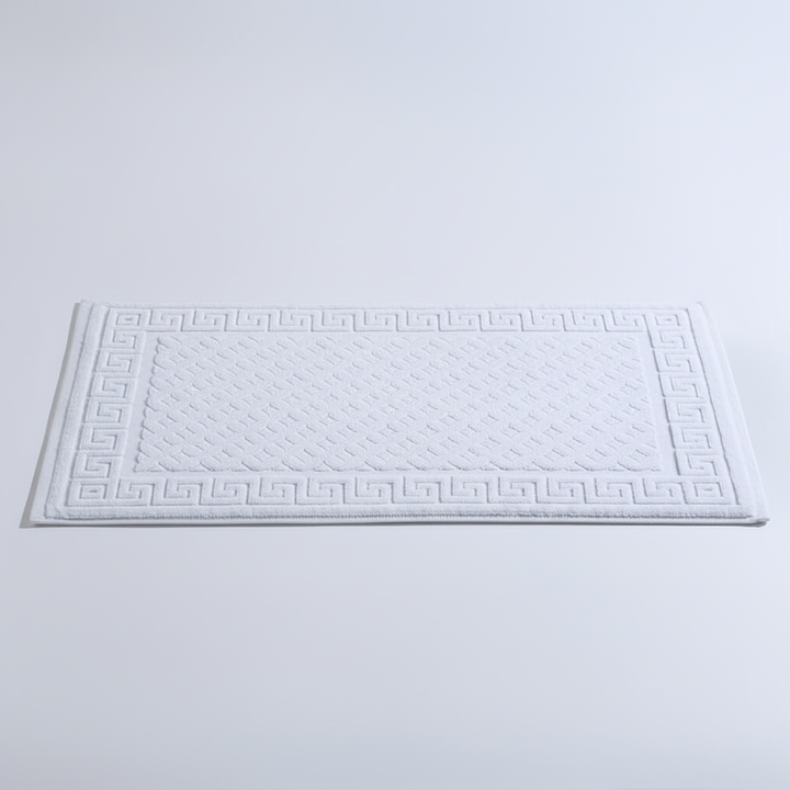 Stylish rectangular bath mats (2-piece) with subtle geometric design, high absorbency cotton bathroom rug