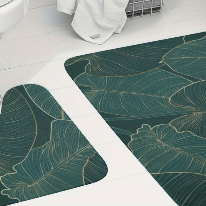 Unisex tropical Zweifach bath mat set, plush and absorbent for a modern bathroom