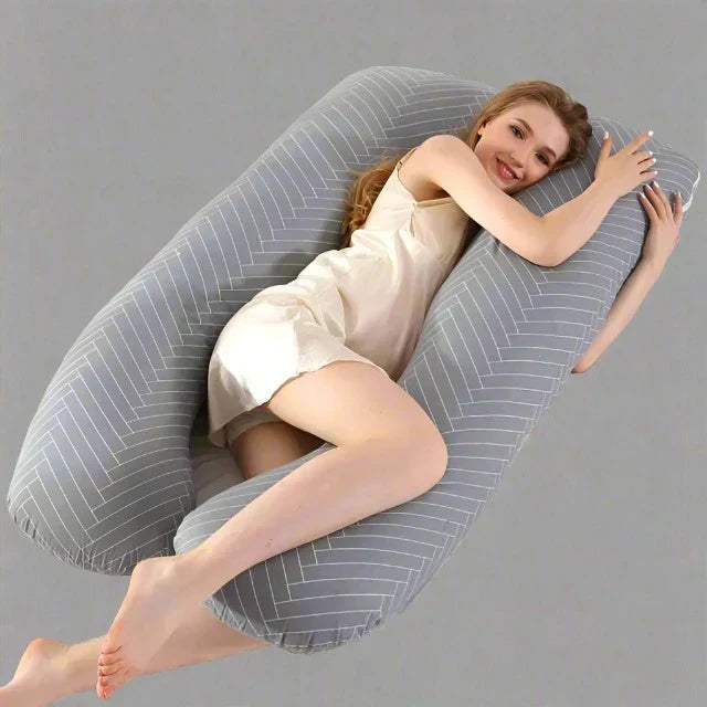 Ultimate comfort U-shaped pregnancy pillow; a sleep aid & pain relief for maternity.