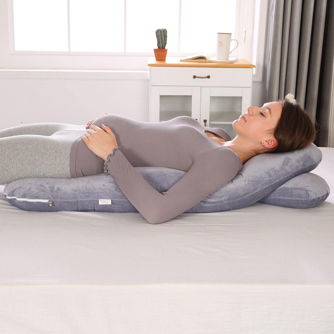 Soft cotton cover U-shaped pregnancy pillow, providing ultimate comfort & support.