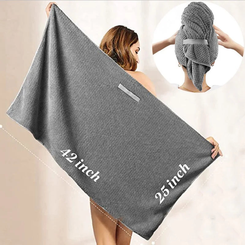 White microfiber hair towel, an essential beauty tool for fast drying & anti-frizz hair care.