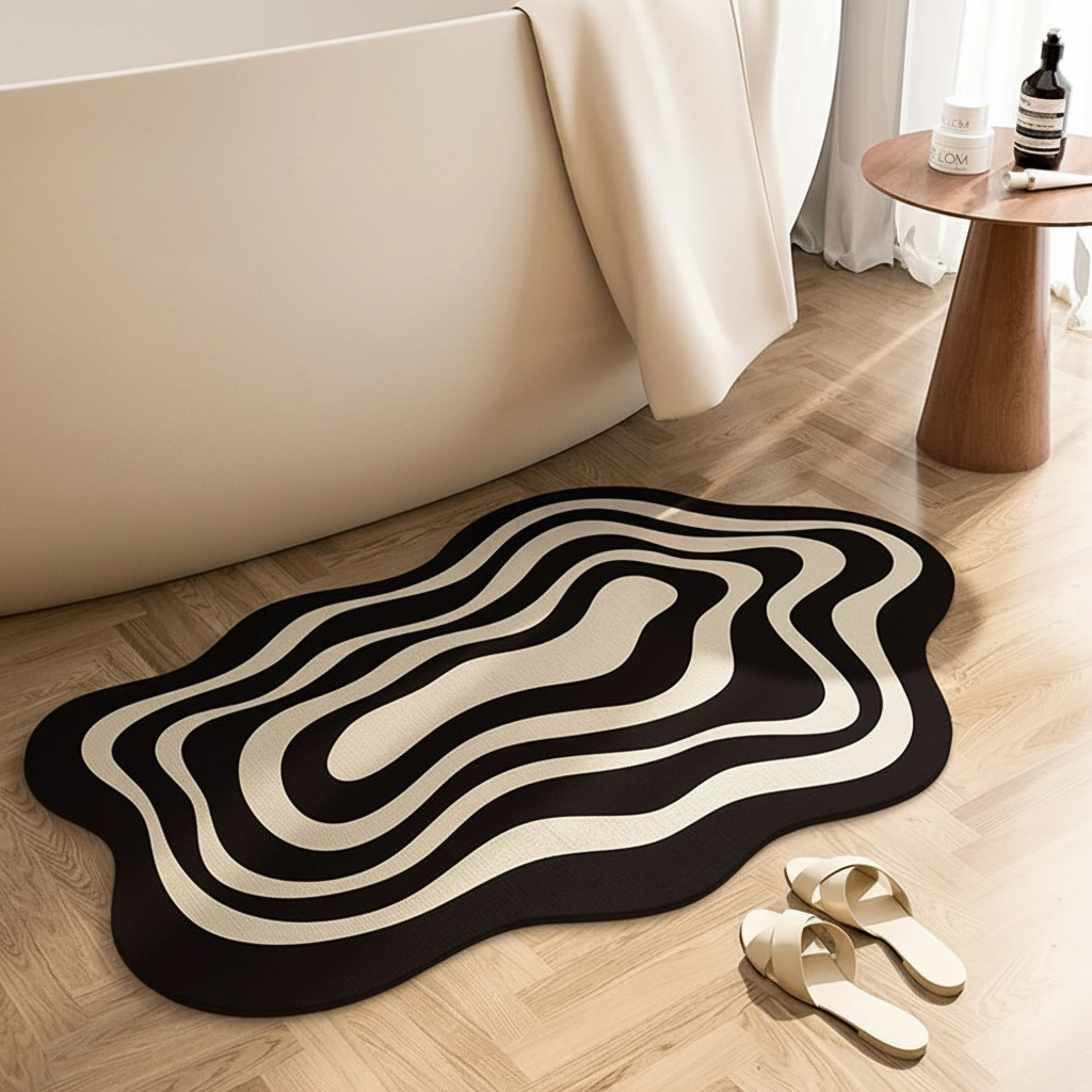Ultra-absorbent Waterfall Bath Mat, quick-dry bathroom decor