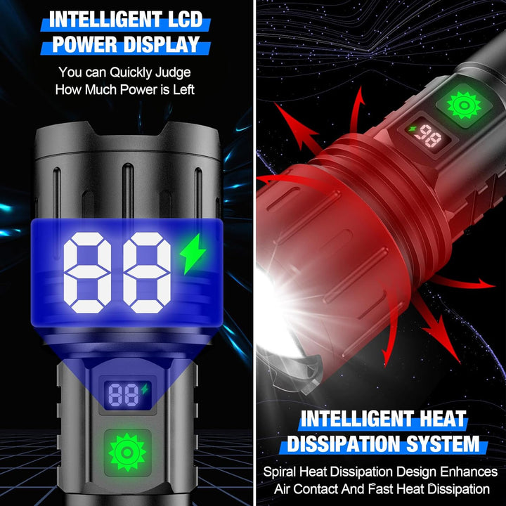 High-lumen tactical LED flashlight, providing brilliant illumination for any dark environment.