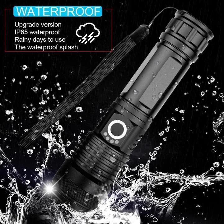 Tactical LED flashlight, XHP50.2 ultra bright & rechargeable, essential for camping, hunting & emergency.
