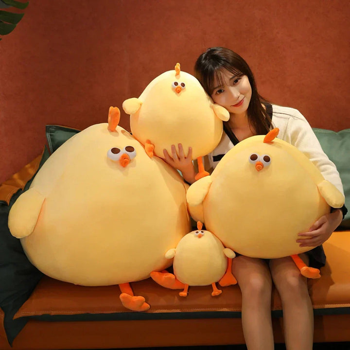 Cute, soft plush chicken toy, an adorable animal cuddle buddy for kids, providing stress relief & comfort.