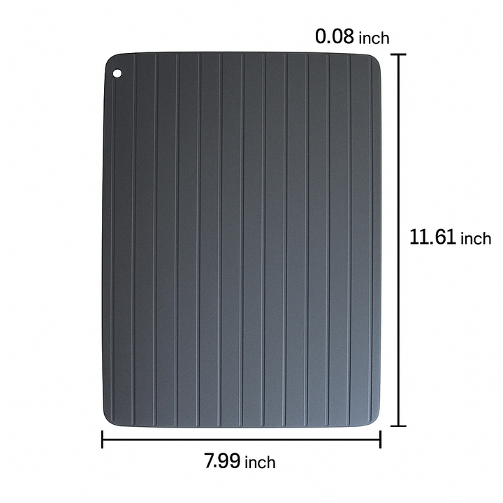 High-performance aluminum defrosting plate for frozen beef, poultry, and fish. Fast, safe kitchen accessory for thawing.