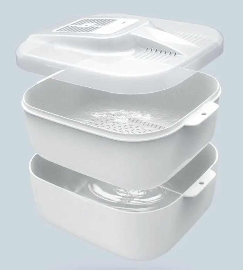 Ultra-fast defrosting tray for rapid and hygienic thawing of food. Ideal for quick, drip-free meal prep.