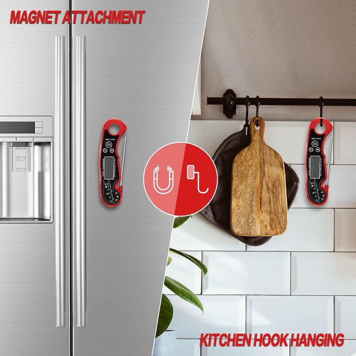 Waterproof digital meat thermometer with large display for precise cooking