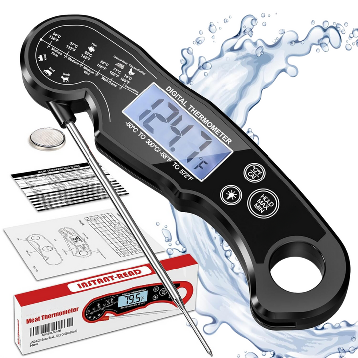 Digital kitchen thermometer for meat, oven, and grill with instant read