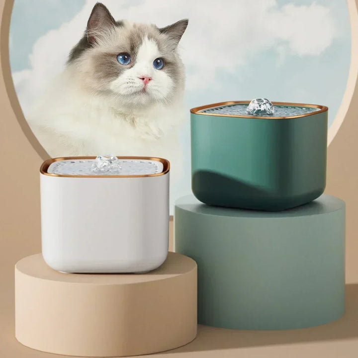 Quiet 3L cat water fountain providing fresh, filtered water for healthy feline hydration. BPA-free design.