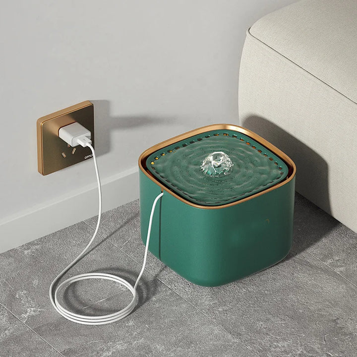 Pet water fountain: 3L capacity, quiet, provides filtered, fresh water, promoting pet hydration & health.