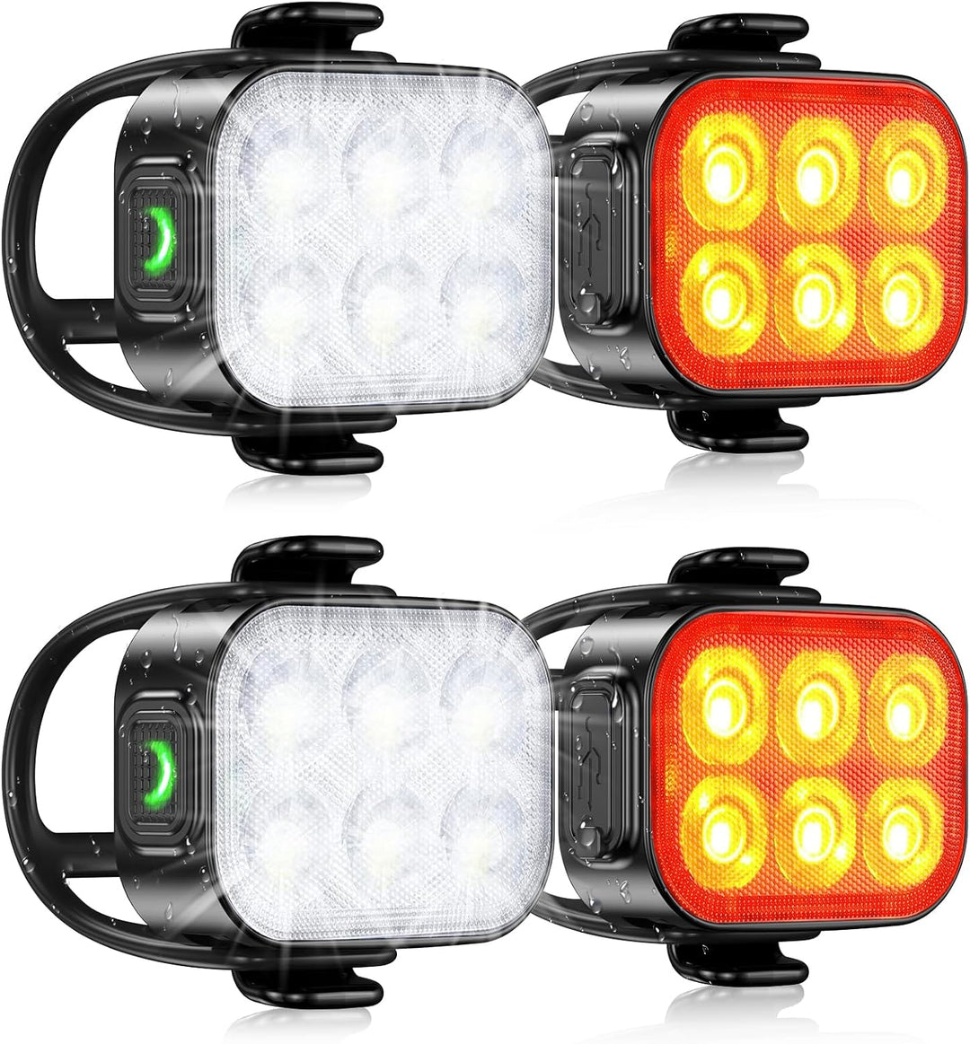 Visibility-boosting USB rechargeable bike lights, SlimBeam ultra slim LED front and rear set