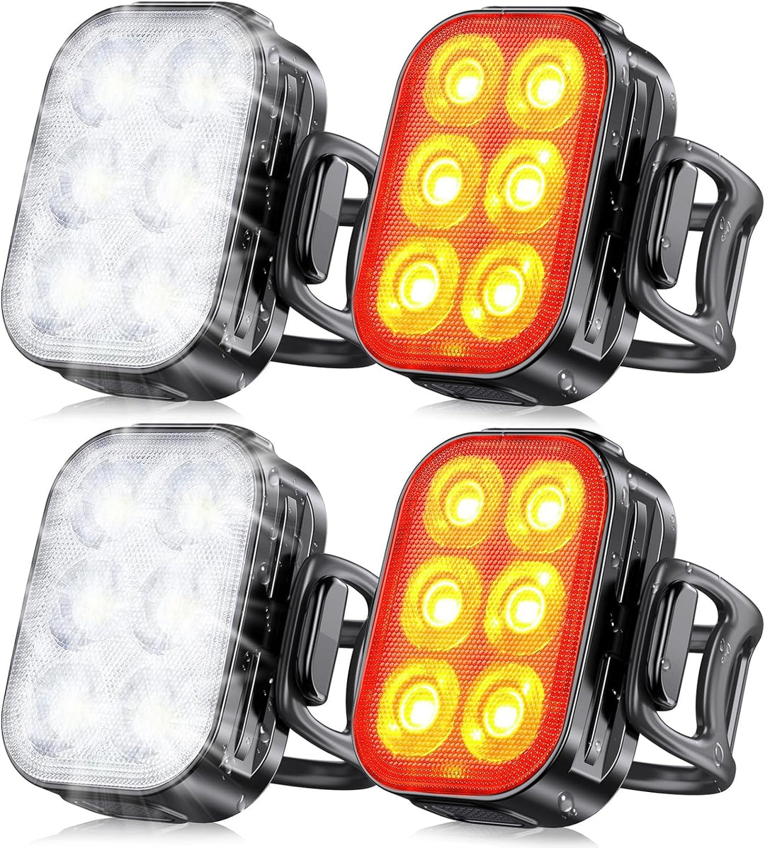 SlimBeam waterproof bike lights, USB rechargeable LED set, durable for all weather cycling