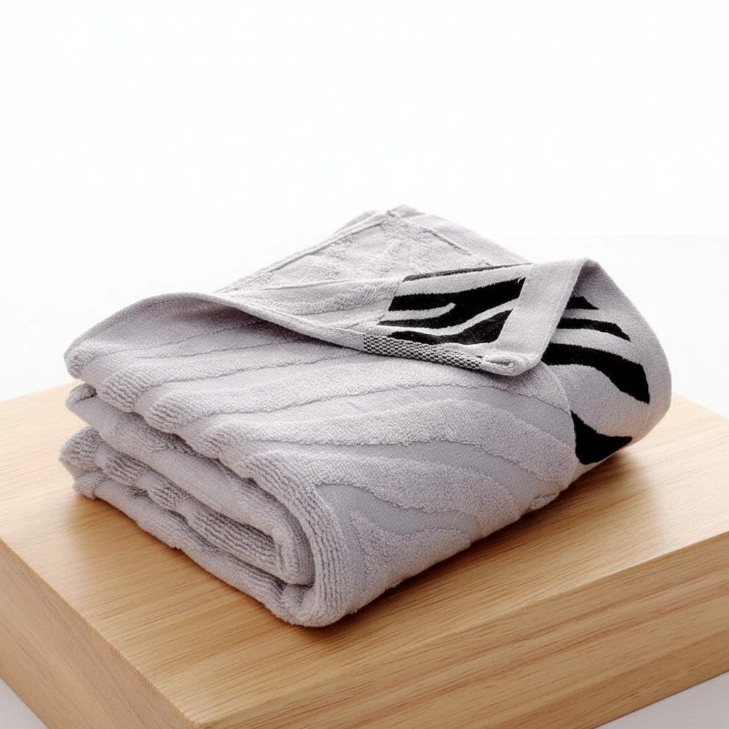 Close-up of a luxurious, machine washable bamboo towel, showcasing its soft texture and durability