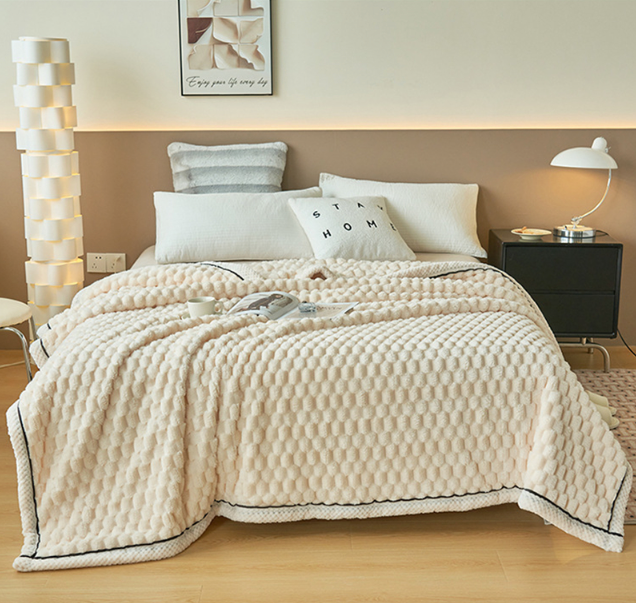 Cozy ultra soft flannel fleece throw blanket, ideal for snuggling, adding warmth & comfort to any home.