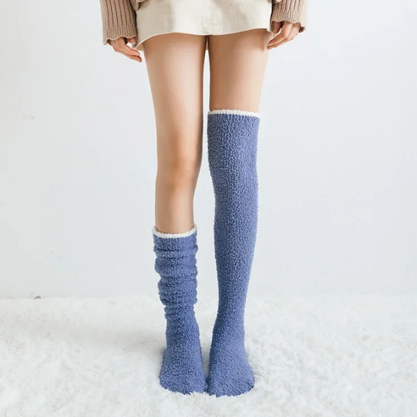 Versatile fuzzy knee high women's socks, providing ultra-soft comfort and warmth; great for gifting.