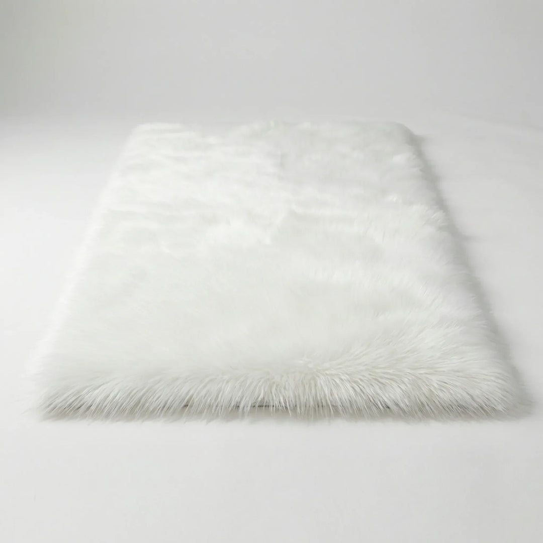 Cozy gray bench runner for living room or bedroom, ultra soft long pile shag rug with decorative waves.