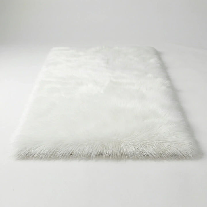 Cozy gray bench runner for living room or bedroom, ultra soft long pile shag rug with decorative waves.