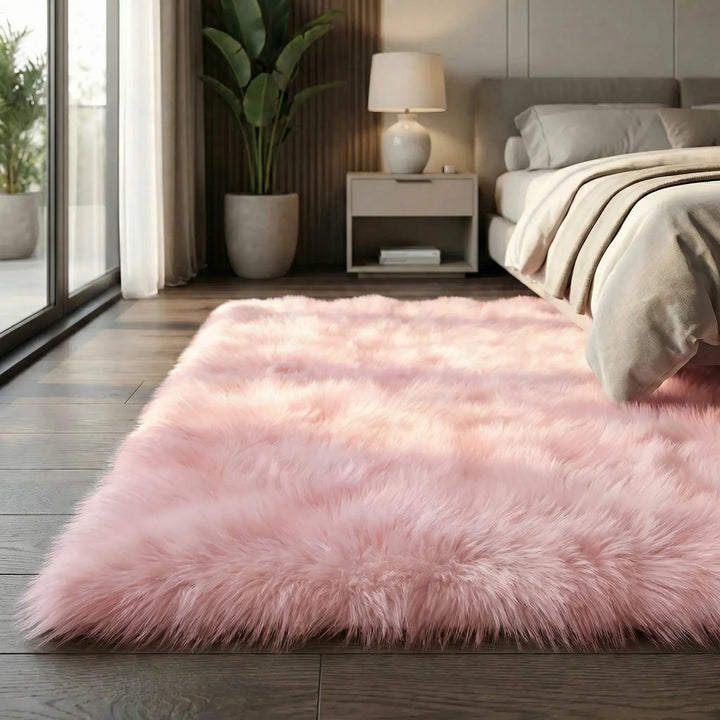 Flowique wave design area rug, ultra soft long pile shag for cozy living, plush bench runner floor mat.