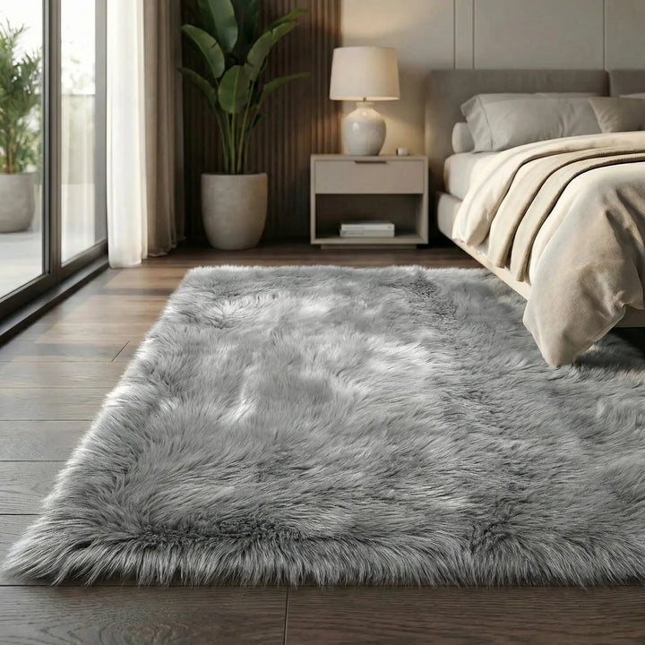 Soft shag bench runner, decorative long pile floor mat with wave design, perfect cozy home decor.