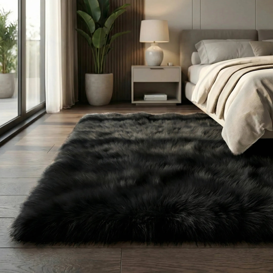 Durable machine washable long pile shag rug, ultra soft bench runner with elegant waves for cozy spaces.